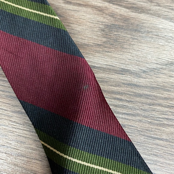 Vintage 1960’s Red, Navy & Olive Stripe Skinny Tie - Picture 3 of 5